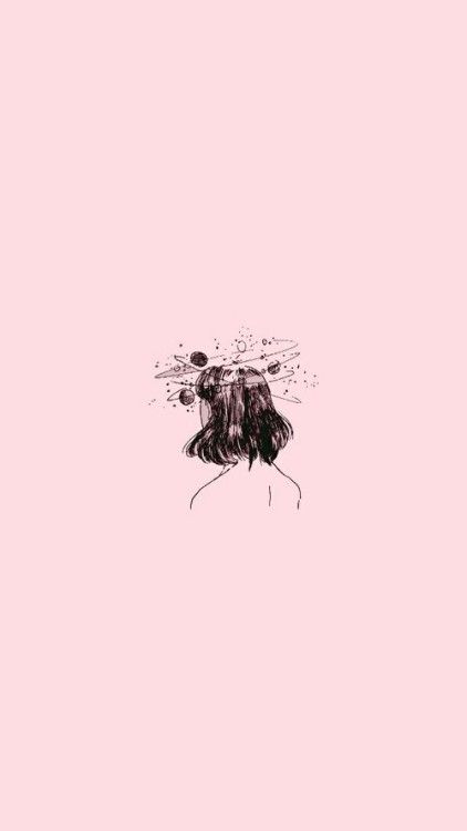 韩风线条画桌布 女生思绪