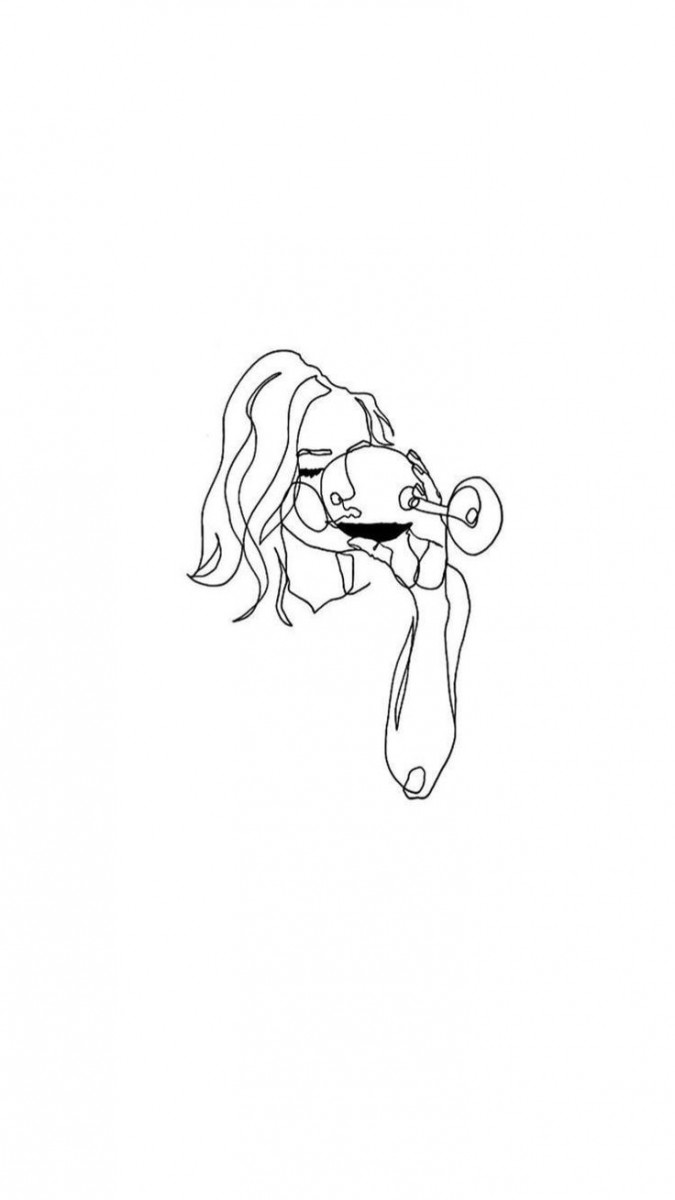 韩风线条画桌布 女生红酒