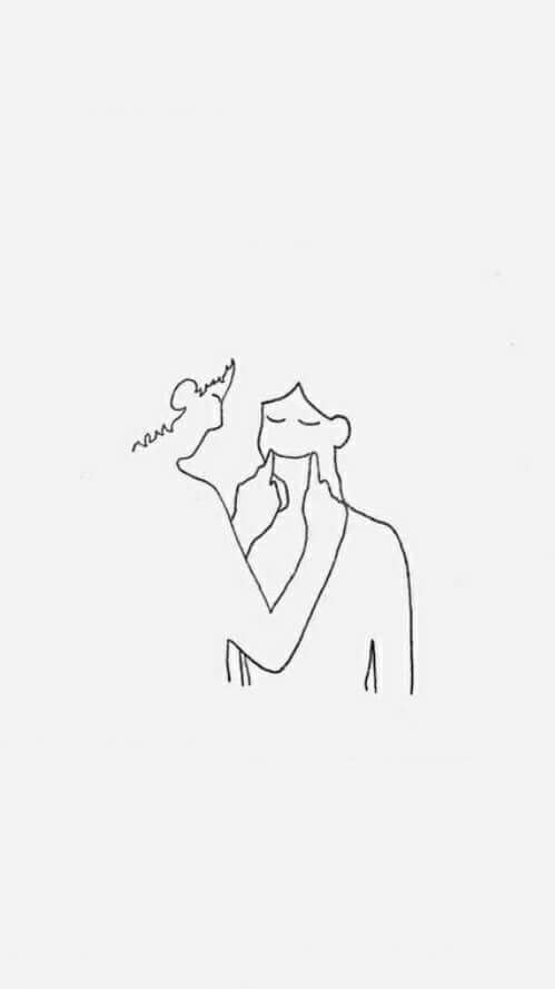 韩风线条画桌布 笑颜