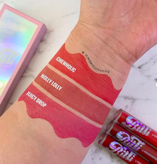 Sweetener Liquid Lip Trio 甜美色调唇釉手臂试色