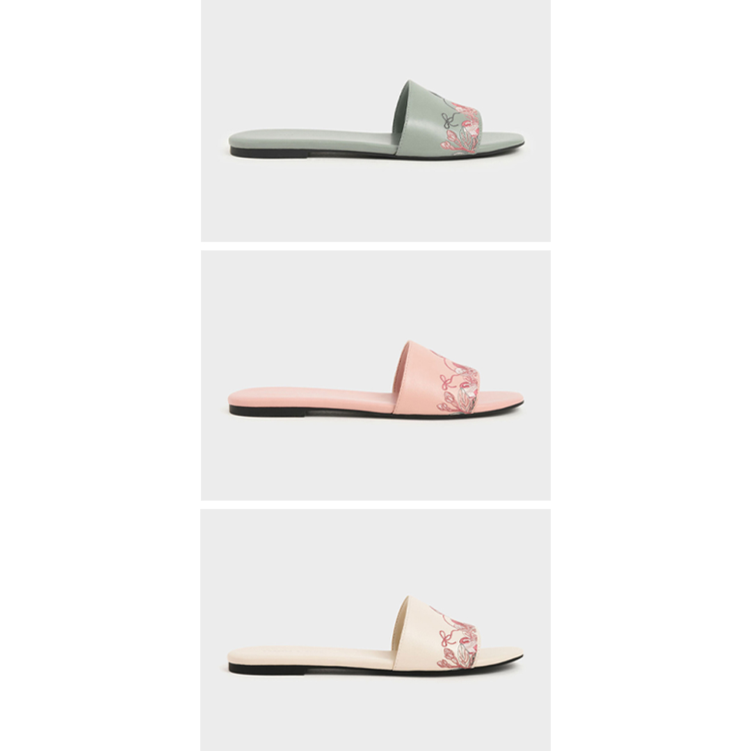 Charles & Keith 2020鼠年系列Embroidered Slide Sandals