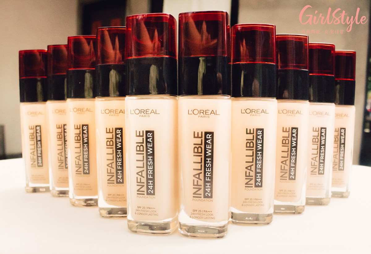 L’Oréal Paris INFALLIBLE 24h Fresh Wear Foundation 极致持久24小时零瑕粉底液，一瓶即能让你收获轻透贴薄 X 持久不脱妆 X 高遮瑕完美底妆，轻松拥有奶油美肌！
