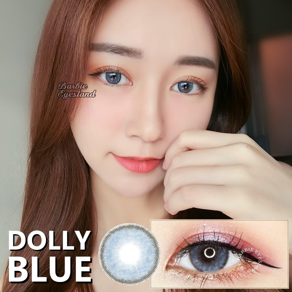 「混血儿」妆感一定要有美瞳隐眼才完整！大胆选择一些浅亮色系的美瞳搭配吧！比如Barbie Eyesland的冰蓝色美瞳Dolly Blue