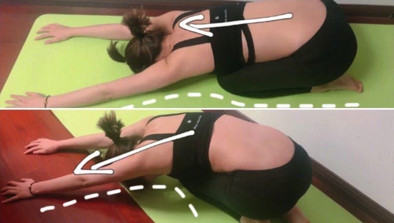 跪着做拉伸动作,轻松瘦背又瘦腰