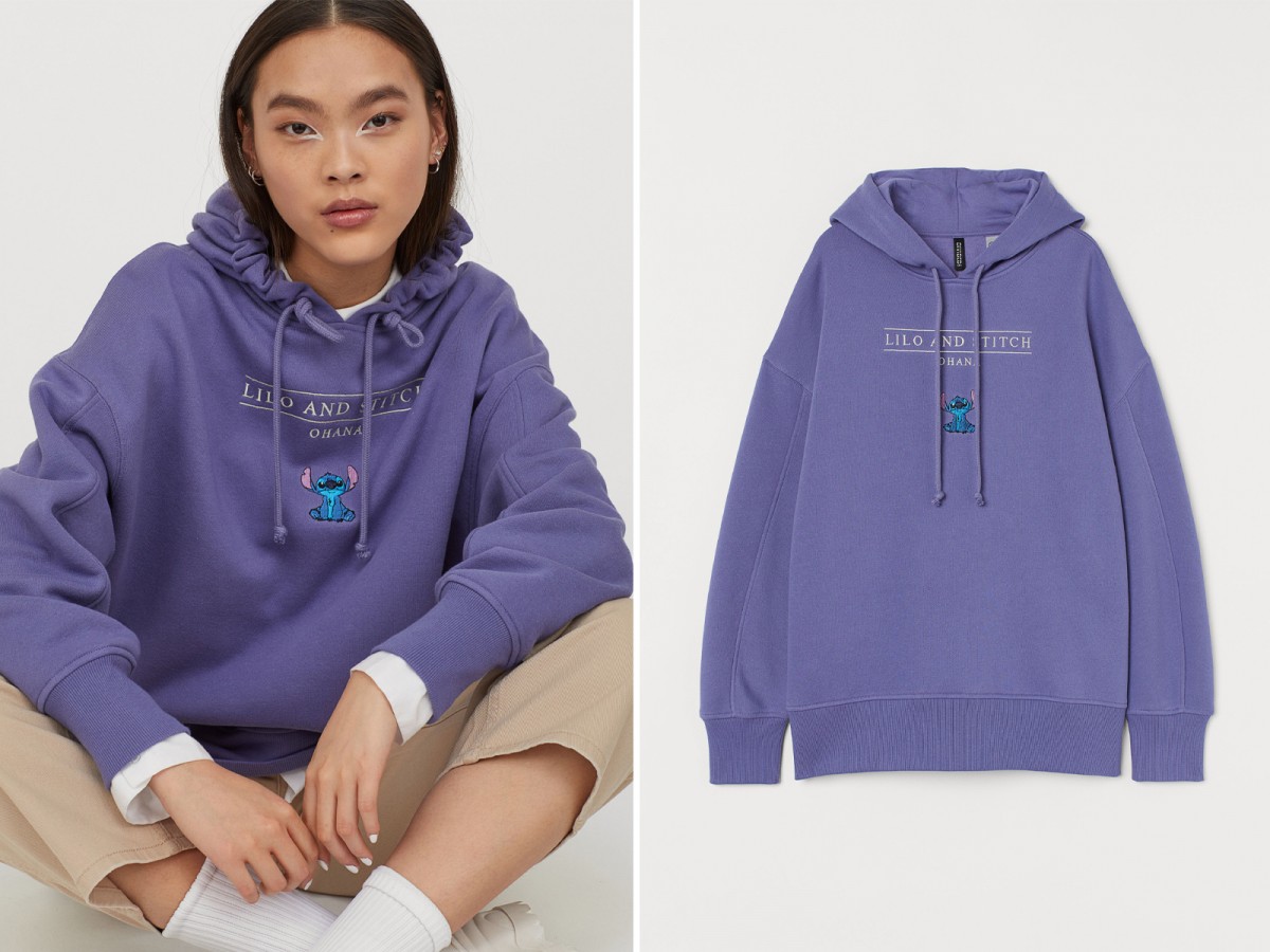 【H&M X Lilo & Stitch】Hoodie 帽T 米白色