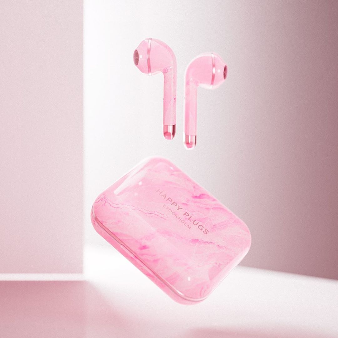 粉色大理石纹耳机