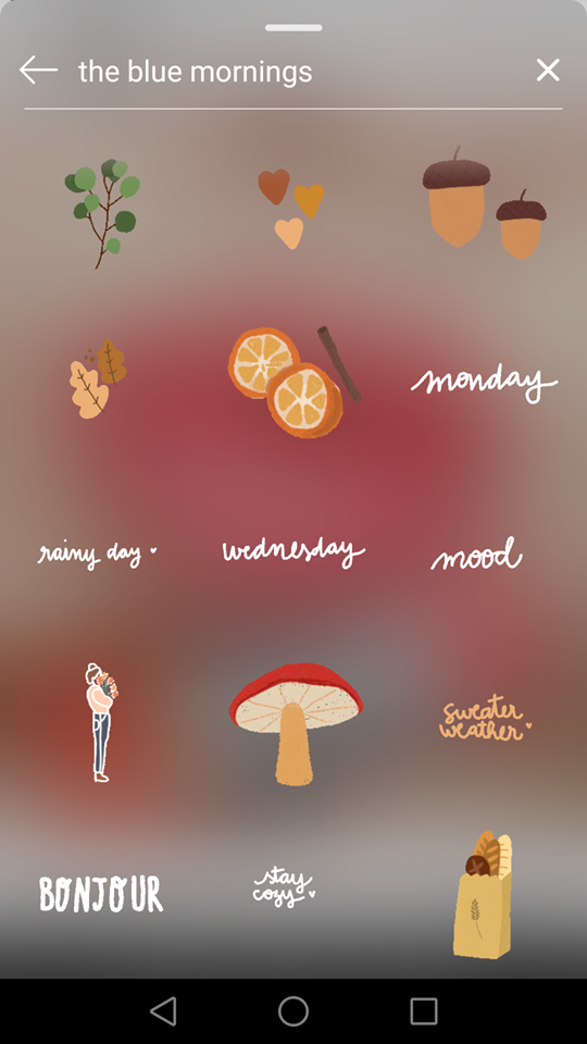 秋季风格手绘插画与字体：the blue mornings