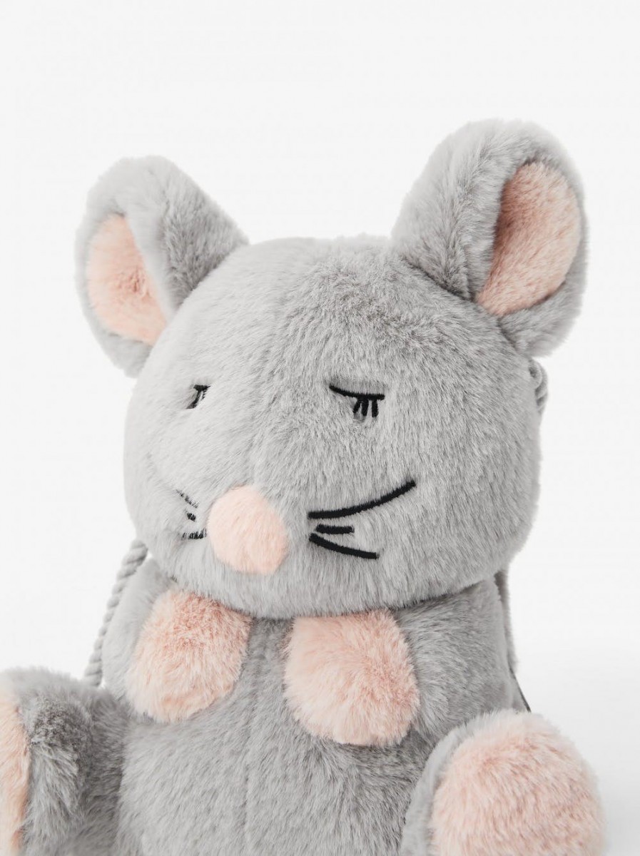 ZARA 梦幻毛球灰鼠包