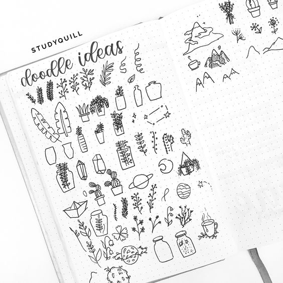 ✨喜欢画画、不想要花太多钱在购买拼贴素材的Girls，则不妨可以用更多手绘的元素来点缀手帐，下面来附上一些手绘教程和图样参考：