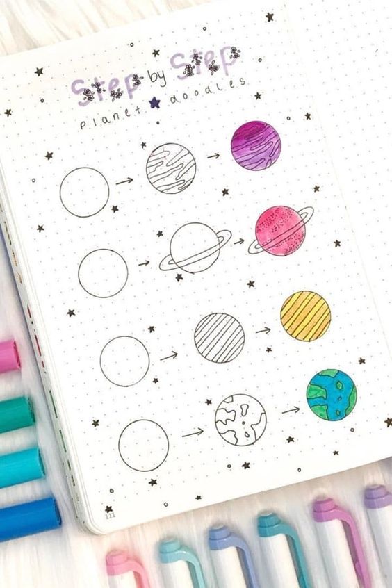 ✨喜欢画画、不想要花太多钱在购买拼贴素材的Girls，则不妨可以用更多手绘的元素来点缀手帐，下面来附上一些手绘教程和图样参考：