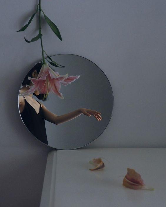 ✨镜子+花卉借位 这组完全是C编的心头好,私心给大家推荐?!巧妙利用花卉借位挡脸,效果超有特色而且十分好看呢~