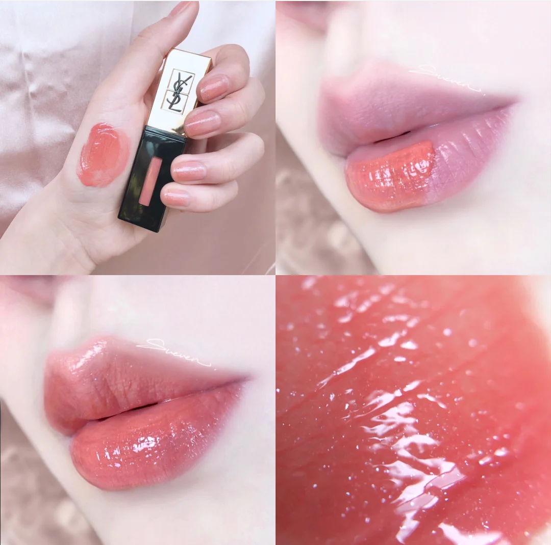 ✨YSL Rouge Pur Couture Vernis a Levres Glossy Stain #07 Corail Aquatique 这款YSL家的黑管金盖唇釉是特别仙的蜜桃粉橘色调,上唇成膜后会变得更红一些,呈现超迷人的春季花卉红粉嫩嫩色泽~在小红书上更是被大赞是「伪素颜必备美唇神器」!