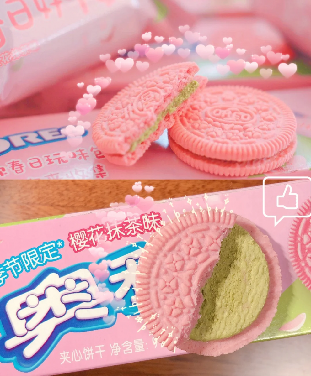 来看看这个超惊艳的「樱花抹茶」款OREO~粉红色饼干外层、配上大部分大女生们无法抵御其魅力的抹茶夹心,难怪之前已在中国开售就被小红书博主们疯狂推荐!