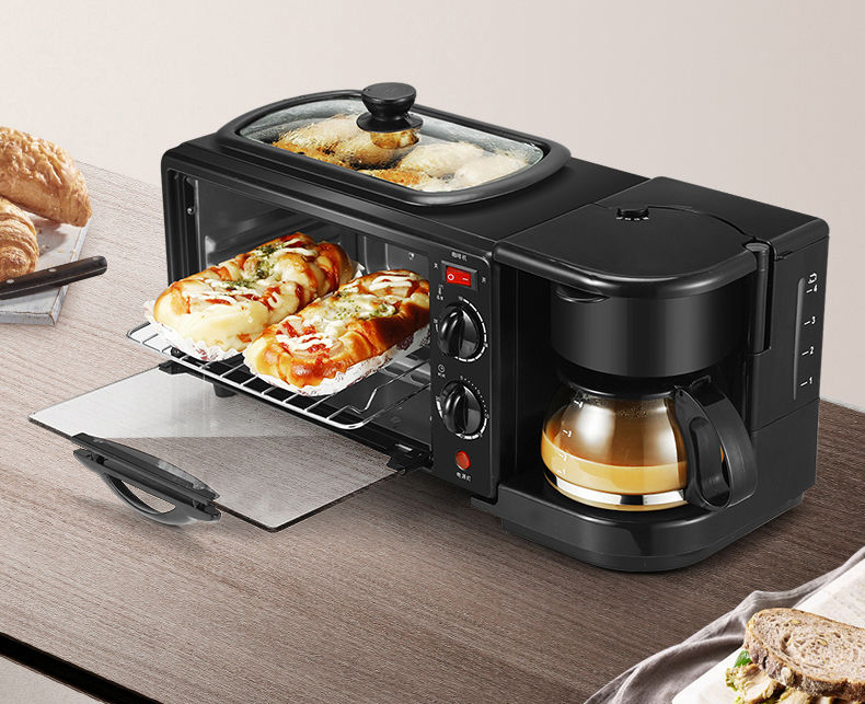 ✨双层烹煮多功能早餐机 双层烹煮设计同时搞定煎煮烤,一旁还能同一时间煮咖啡,超级无敌省时!看似小巧的一台早餐机实则「五脏俱全」~