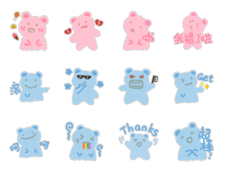 免费WeChat微信表情包：小鱼和喵喵第二弹