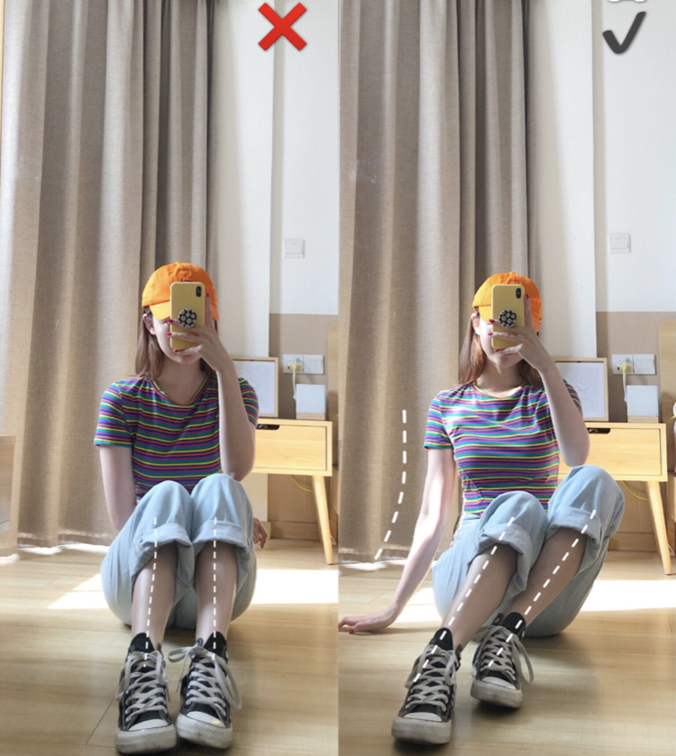 ✨全身照篇：对着镜子摆拍 下面再来给大家画一些镜子前摆拍的「Dos & Don'ts」重点，微微的角度差别效果天差地远！