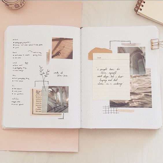 ✨不太会颜色搭配的Girls可以考虑用同色系元素点缀手帐，也很疗愈哟～