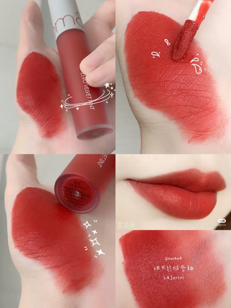 ROM&ND 丝绒哑光唇釉 Zero Velvet Tint #02 超级元气的橘红甜茶色不仅显白,还超级减龄~黄皮女孩也可以入手!最重要的是质地完全不拔干~持色能力也非常好!
