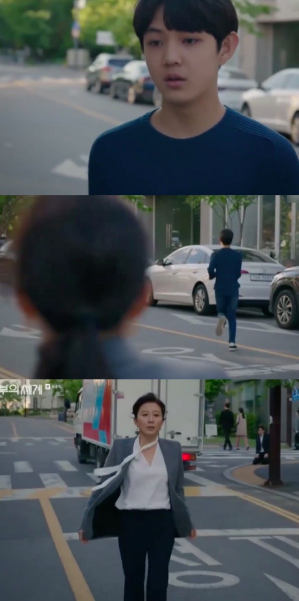 目睹整个过程的儿子俊英无法接受自己父母各种纠缠不清的现实,扔掉手机转身逃开,离家出走...