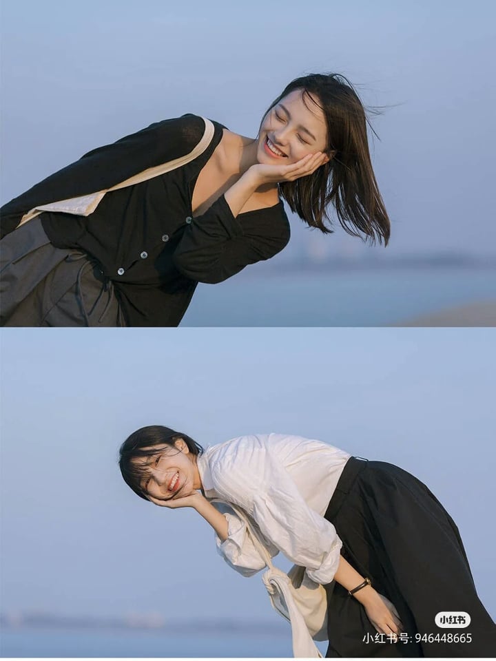 闺蜜合照姿势教学:✨闺蜜合照一到要站在一起拍?No No~不妨模拟「隔空放闪」情侣照拍法,同样背景下分别拍下你们的单人照~无论是单独使用或拼合起来都炒鸡好看 ?