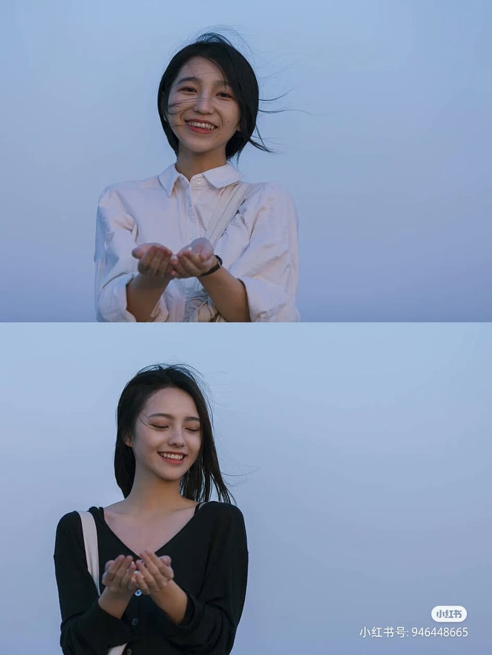 闺蜜合照姿势教学:✨闺蜜合照一到要站在一起拍?No No~不妨模拟「隔空放闪」情侣照拍法,同样背景下分别拍下你们的单人照~无论是单独使用或拼合起来都炒鸡好看 ?