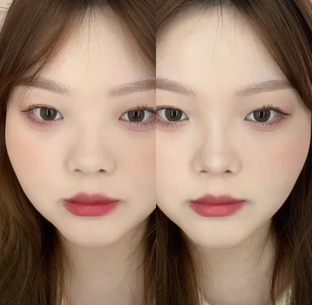 首先来看看有画鼻影和没画鼻影的超惊人对比: