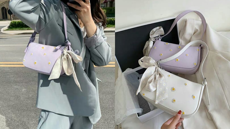 【本季必备INS风网红款法棍包、腋下包】「小雏菊」的魅力真的让人难以抗拒吖～这款不仅有特别小清新的小雏菊刺绣元素、时髦腋下包廓形，还有超级无敌唯美的香芋紫色可选！拜托一定要盘下它?