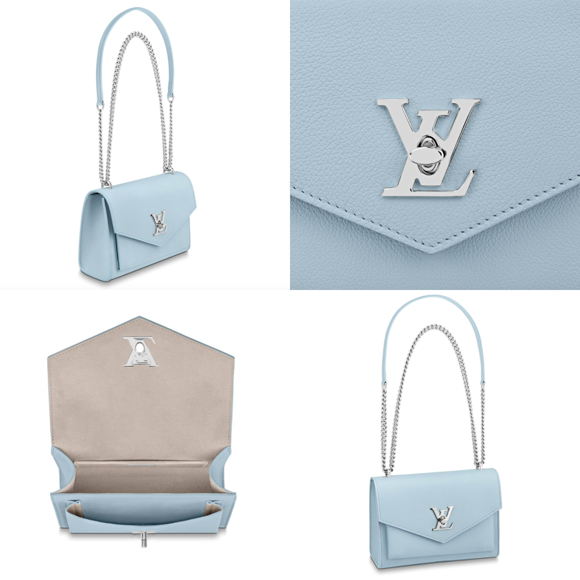 LV logo处的金属旋扣设计也特别精致,比起一般信封包的磁扣设计高级好多呢 ❤️ 而且长金属链带的部分配有皮革肩垫,想要肩背的时候可以随心折叠收短链带,肩背斜挎都超好看~