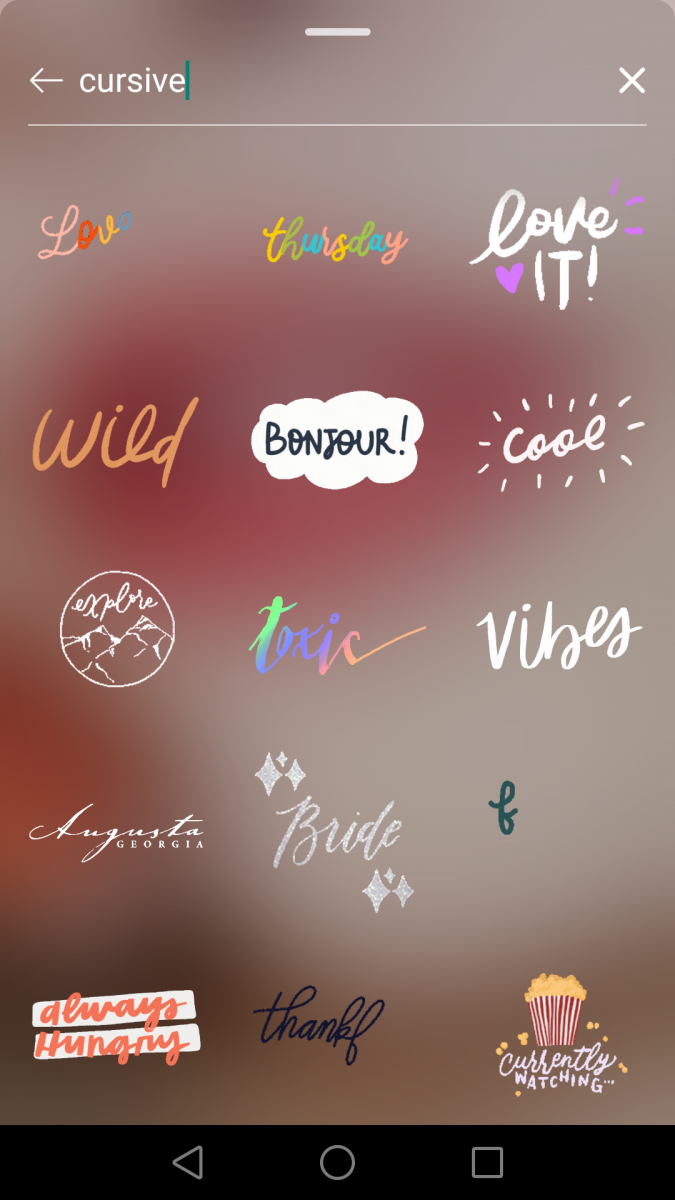 Instagram Story限时动态GIF搜索关键字:? cursive