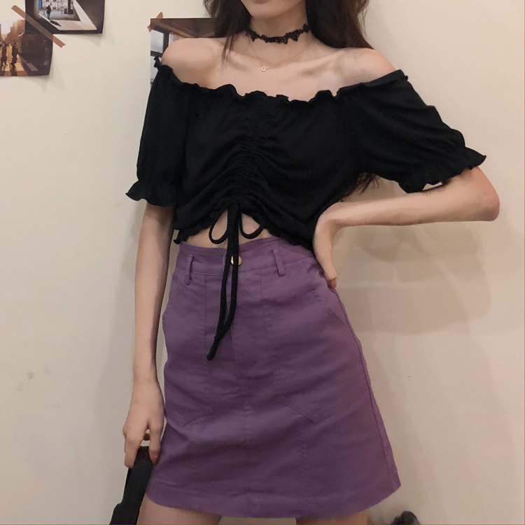 ✨ 甜系性感木耳边抽绳上衣 | 链接 搭配包臀裙或A字裙秒变性感女神~超推荐经典黑色!(未包邮价格约 RM18)