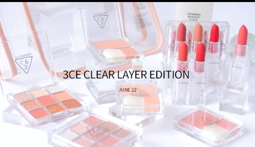 主打「Clean & Pure」美妆理念的3CE Clear Layer系列不仅包装特别有清透感,腮红和眼影也是特别柔和清浅柔和的色调: