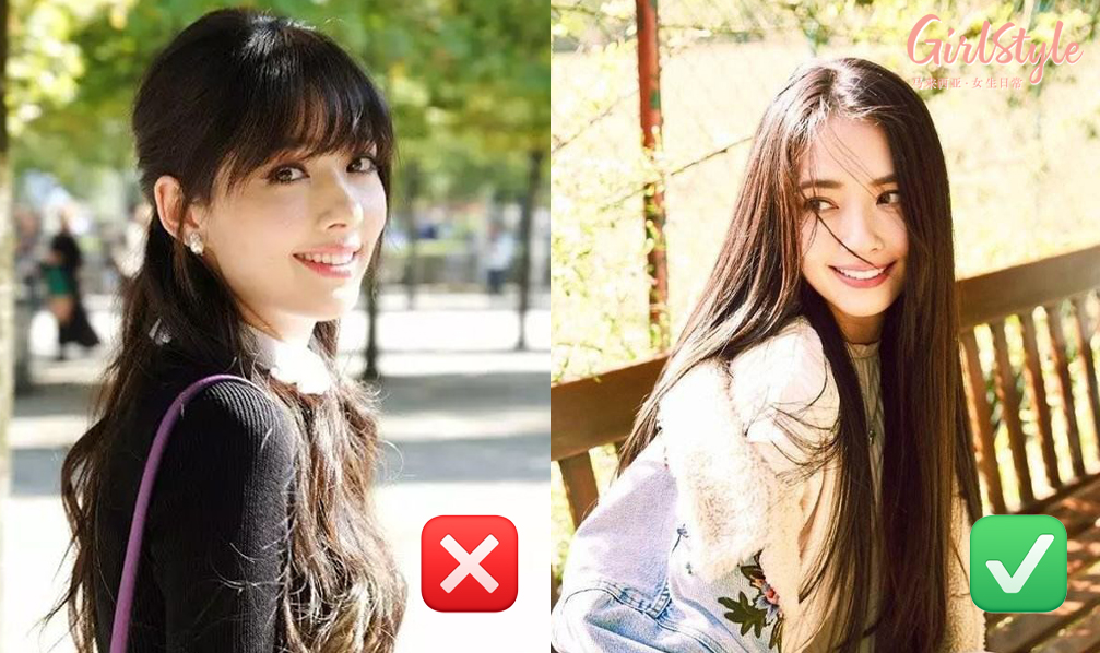 不适合剪短/齐刘海的脸型特征包括： ✨中庭过长 中庭就是指鼻子的部分；刘海剪短后视觉焦点会强化在眼睛以下的中庭部位，因此中庭或鼻型偏长的女生剪短刘海后，视觉效果会显得中庭更长，因此比较建议你们蓄留侧分八字刘海、中分长刘海，比较能弱化中庭偏长的视觉效果。