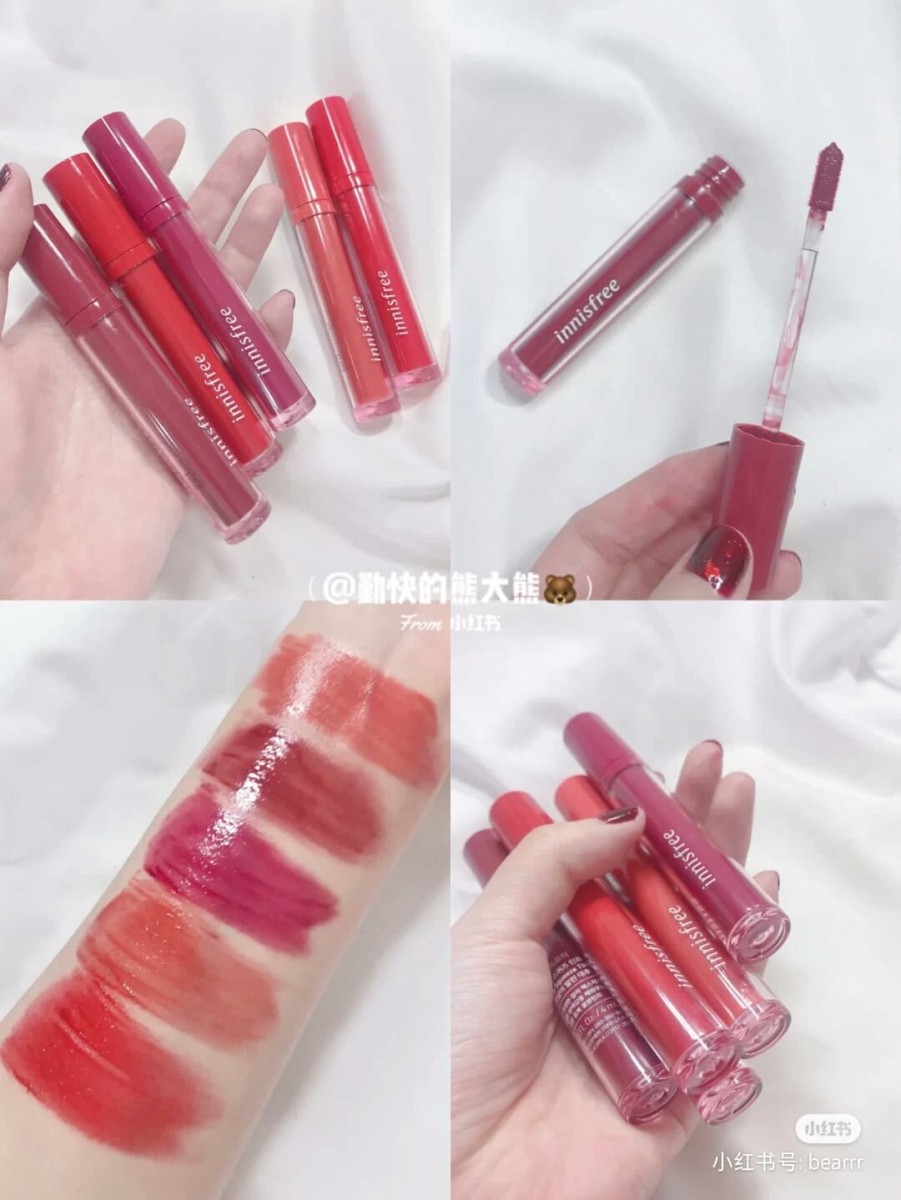 Innisfree该系列Fruity Squeeze Tint是今年春季新品,上唇水润不粘腻、成膜后会有染唇效果,戴口罩也不担心会完全被蹭掉!