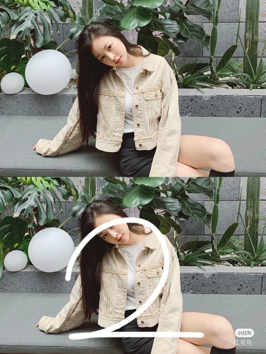 数字 2 拍照Pose:  类似的Pose很常在女艺人的Instagram上看到~坐着摆拍很Easy,头和手往一边侧即可。