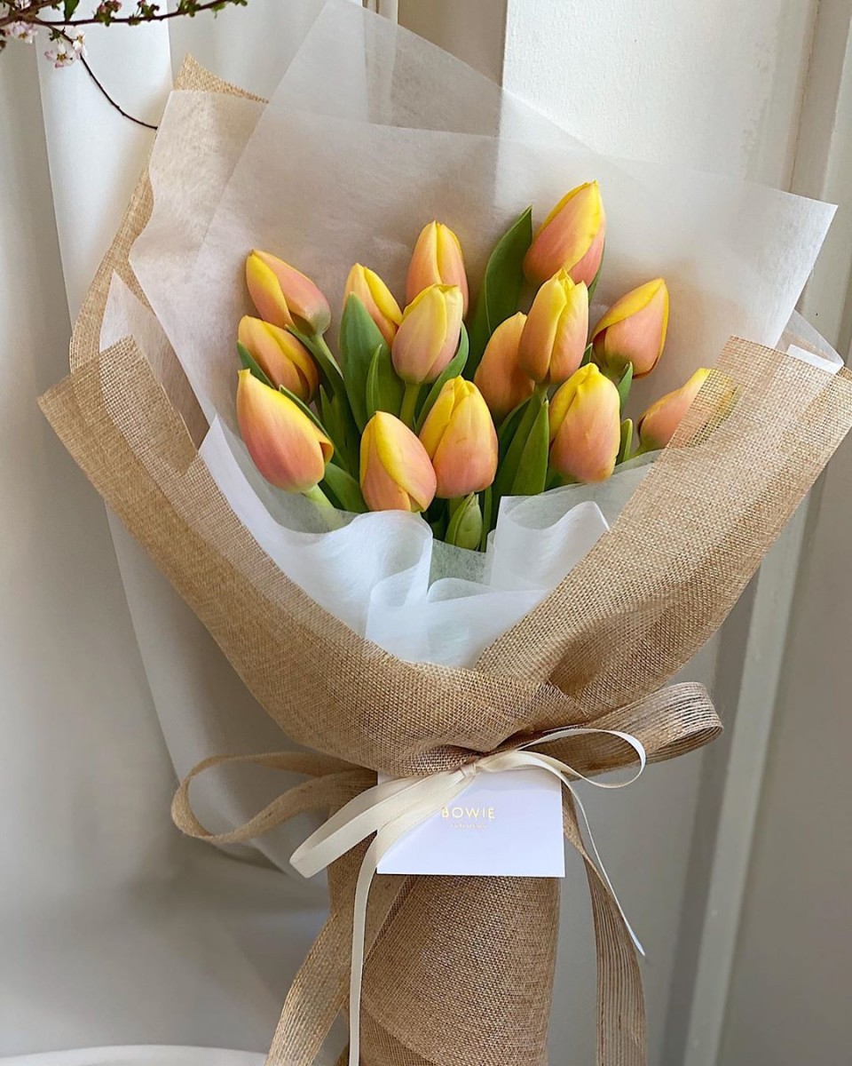 「芒果郁金香」的柔美渐变色花瓣,和一般单色郁金香一样清丽脱俗,却也同时更具特色和美感;美丽如它难怪会是今年以来韩妞们的心头好 ❤️