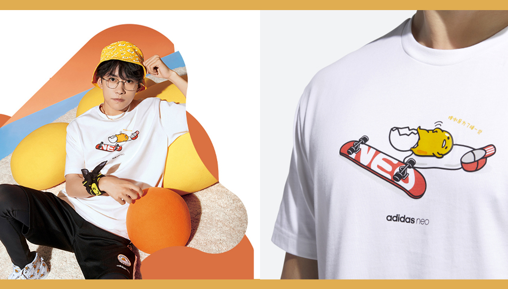 ✨Adidas neo x Gudetama 蛋黄哥联名短袖T恤 这件易烊千玺同款「Skate T」上印有滑滑板滑到摔倒的蛋黄哥(笑)旁边还配上一句「摔倒是为了睡一觉」…果然蛋黄哥「懒」魂不灭啊 ?
