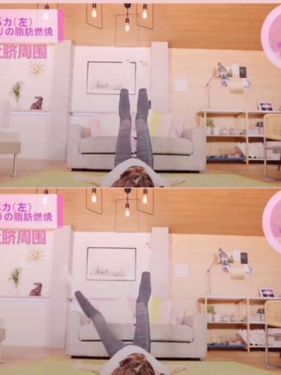 动作(三):换边重复动作(二);右边腿定住不懂,仅左腿向外侧迈开~同样维持1分钟。