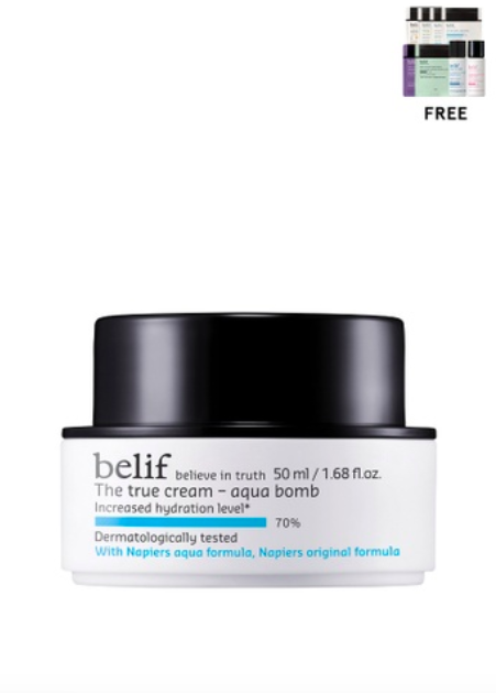 (Buy 1 Free 8) belif The True Cream - Aqua Bomb (RM179)>> 链接 长期霸榜韩妞爱用面霜TOP 10的这款belif The True Cream 有着「保湿炸弹」美誉,听名字就知道这个保湿力不一般啊(笑)!主打给予脸部肌肤高保湿效用,而且用后吸收快不会油腻腻,曾获得持续26小时强效保湿力认证~目前在ZALORA上入手还有买一送八超值优惠,推荐干皮星人抓紧机会入手!