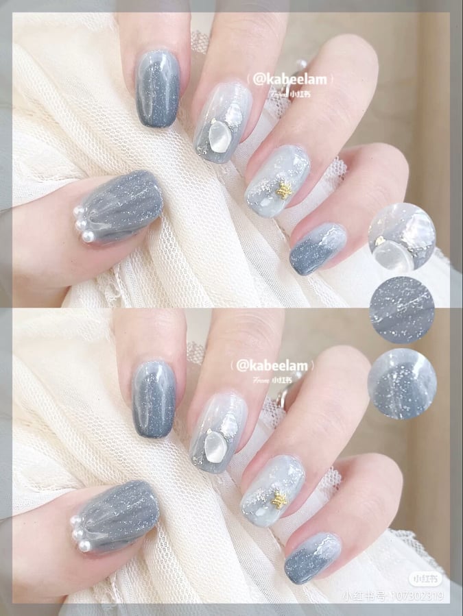 治愈蓝色系美甲 盛夏的天空和「Vitamin-Sea」魅力无法挡~给十指抹上治愈系蓝色吧!像浩瀚蓝天、像阳光洒下的晶莹海面...保证每次抬起手看都会超级无敌消暑!(笑)