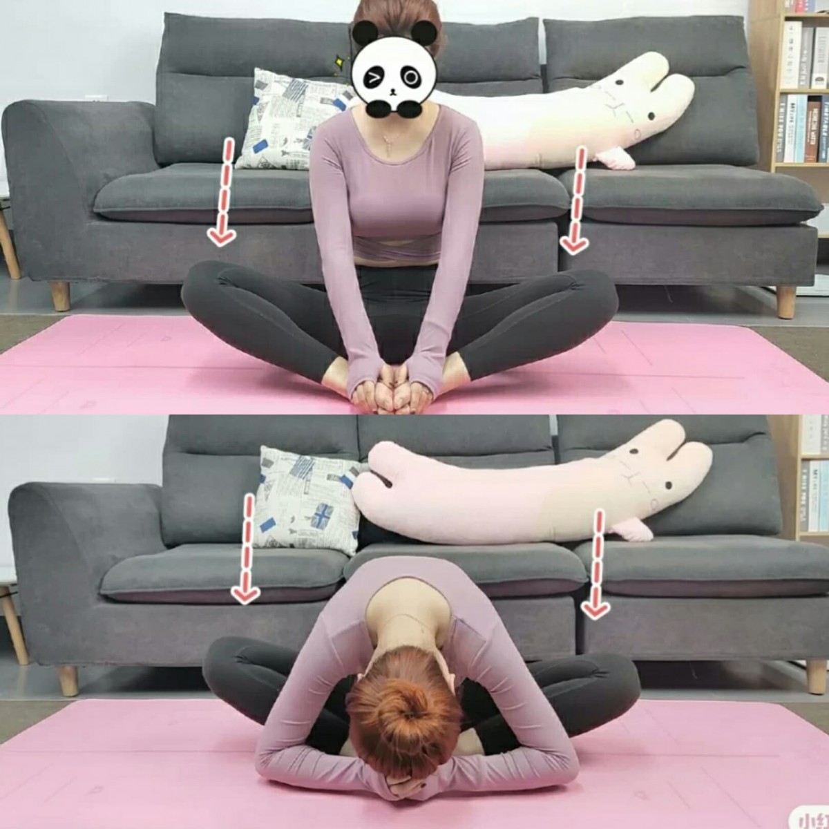 做完以上锻炼后,「拉筋」更能帮助加强瘦臀腿和塑形~坐好后双脚脚掌并拢,双手伸直握住脚掌,然后身躯往下弯并维持动作30秒。重复3次即可~