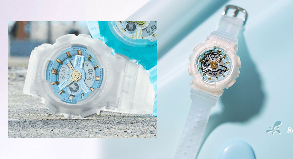 ▲ Casio BABY-G Women Watch BA-110SC-7ADR :这系列Baby-G手表将海玻璃色彩和质感融入到了整体手表设计中;具层次感的表盘搭配清新半透明白色表带,完全颜值炸裂! RM525 >>链接