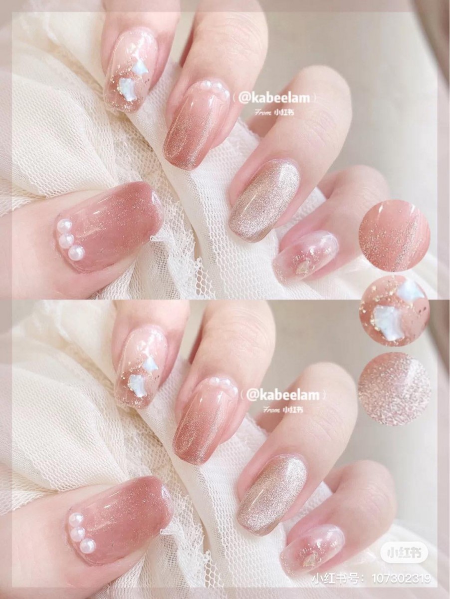 沁凉消暑冰沙系美甲 「西柚蜜桃冰沙」橘杏色款式小编私心最Pick!♡ 马卡龙蓝「蓝莓冰沙」、柔美紫「葡萄冰沙」、清亮黄「甜糯香芒芋圆冰沙」、...各种嫩嫩的色泽都巨美呀~