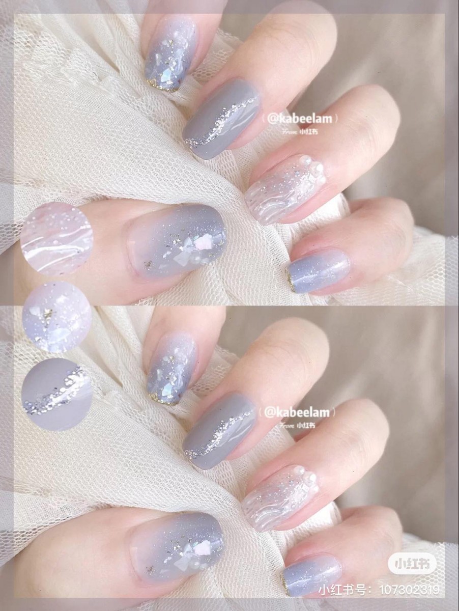 沁凉消暑冰沙系美甲 「西柚蜜桃冰沙」橘杏色款式小编私心最Pick!♡ 马卡龙蓝「蓝莓冰沙」、柔美紫「葡萄冰沙」、清亮黄「甜糯香芒芋圆冰沙」、...各种嫩嫩的色泽都巨美呀~