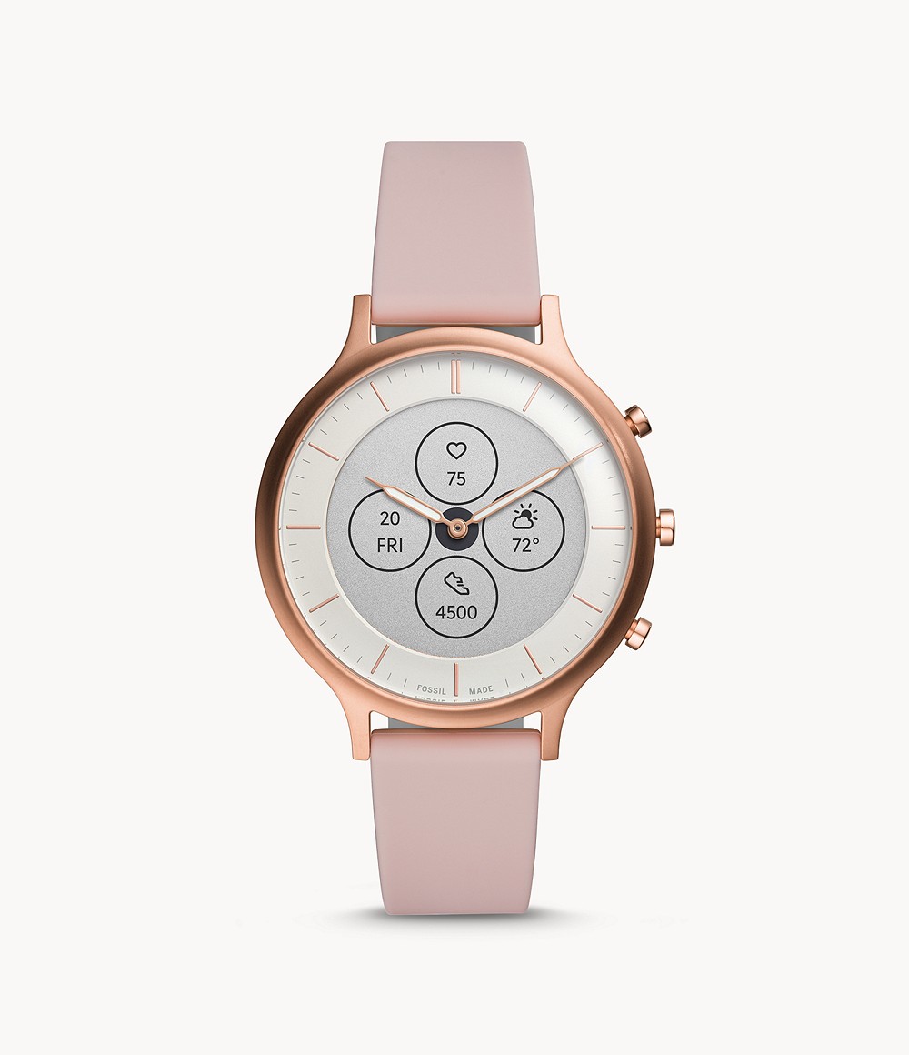 Fossil Charter Hybrid HR Smartwatch FTW7013 :特别简约大气的一款智能手表,工艺细致且设计也别有女生感,嫩纷纷表带配上金属x白色为主色调的表盘超唯美!RM969 >> 链接