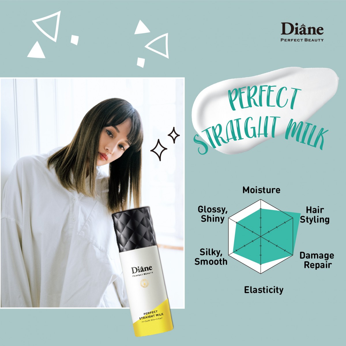 ✨ Moist Diane Perfect Straight Milk 顺滑直发霜 头发总是不听话乱卷翘、染烫后头发损伤变得毛躁难打理?无需使用板夹,用这Perfect Straight Milk加上吹风筒,轻松GET柔顺直发!