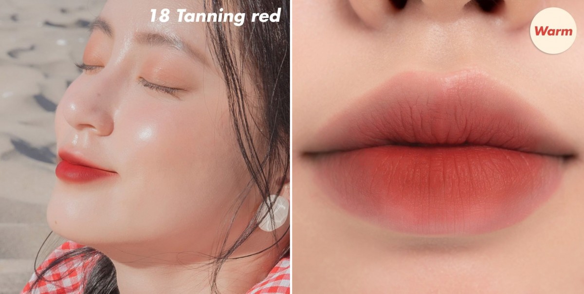 #18 饱和度适中、不会太荧光感或太暗沉的一款秋季红色。