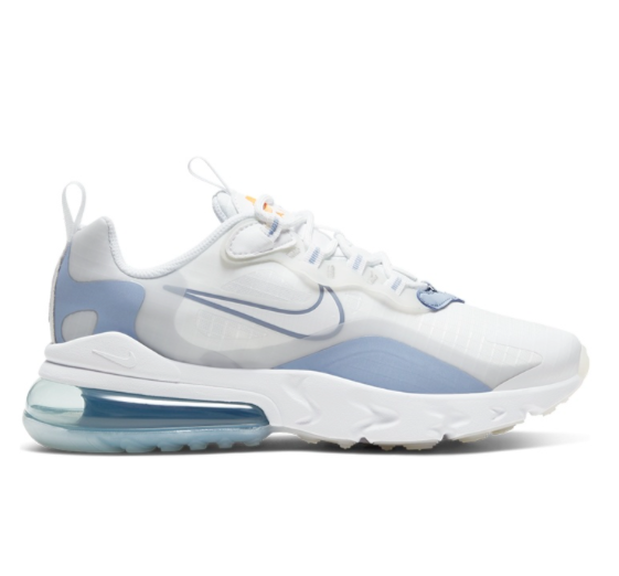 NIKE Air Max 270 React SE RM467.78 >> 链接    近期在小红书上特别火的一款夏季美鞋,融合了Air Max 270经典设计廓形元素以及React缓震技术;清新治愈系白x蓝色搭配率性微甜女孩感MAX~