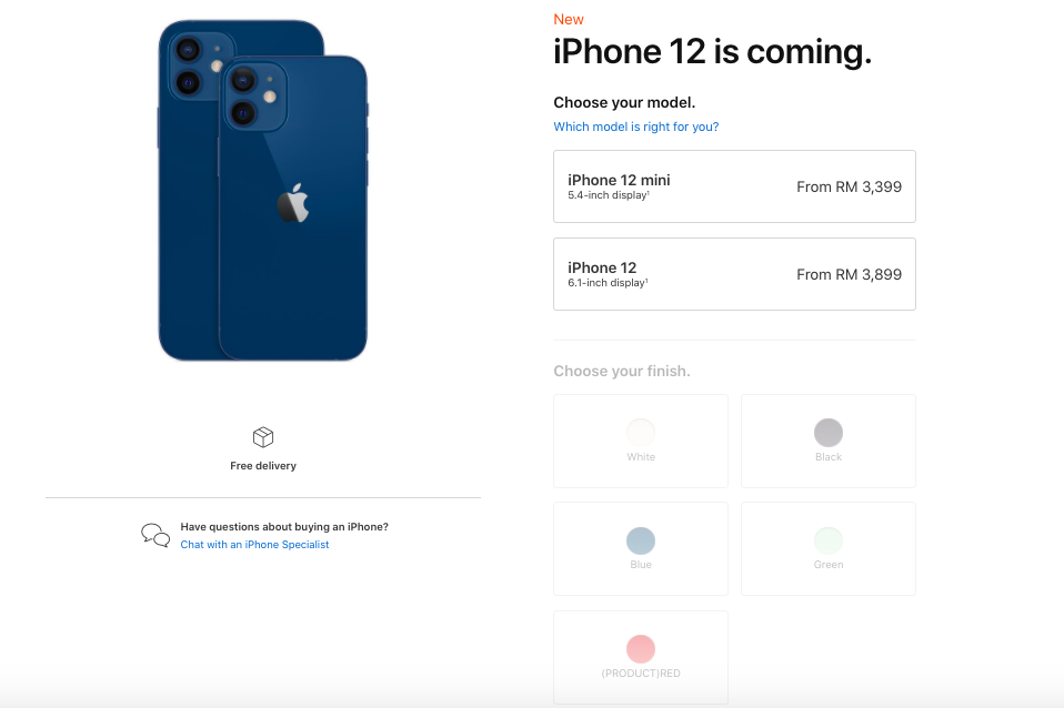 目前iPhone 12系列已经可以在大马Apple官网查看配置和价格详情,但上市时间依旧待定~大家记得留守我们了解更多最新消息唷 ❤️