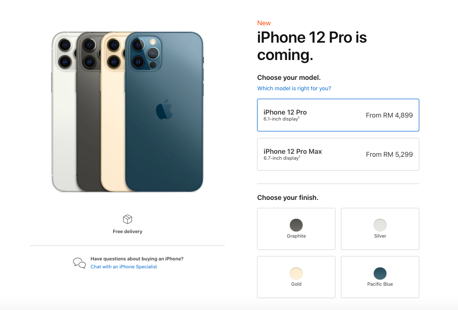 目前iPhone 12系列已经可以在大马Apple官网查看配置和价格详情,但上市时间依旧待定~大家记得留守我们了解更多最新消息唷 ❤️