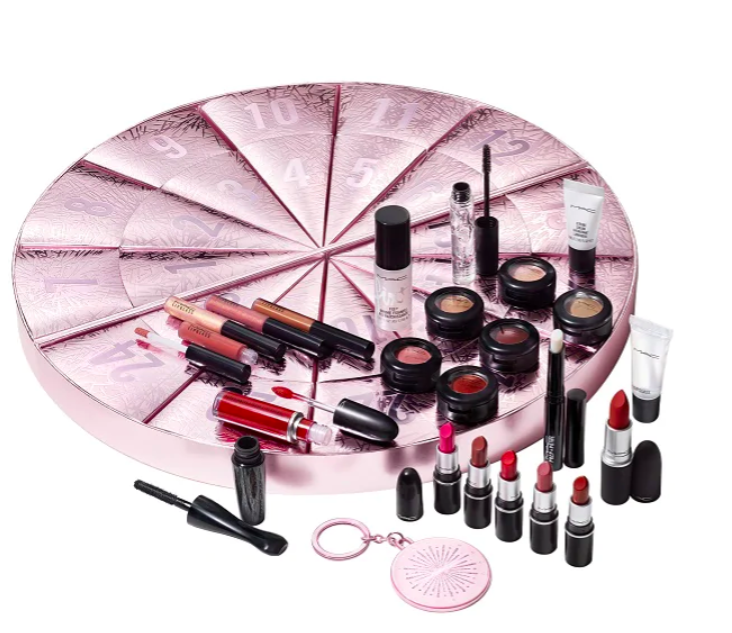 ✨ M.A.C M.A.C家今年的圣诞倒数礼盒中含有24款高CP值彩妆好礼,整体外观设计以冬季烟火为设计灵感,可对半折叠的粉色圆形设计礼盒超梦幻!